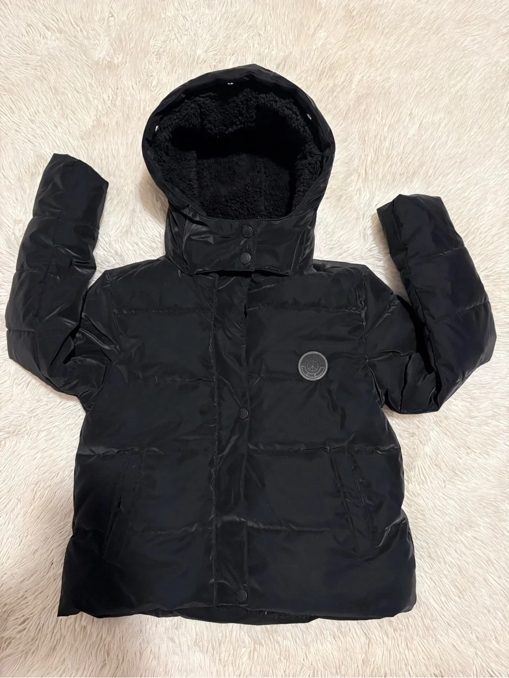Justice Black Puffer Jacket with Hood